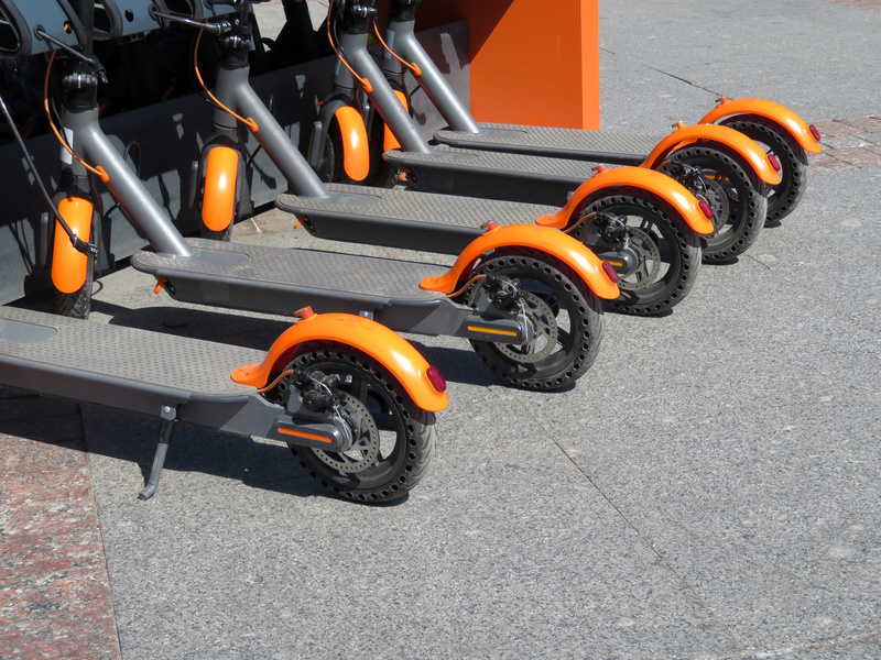 Row of scooters parked
